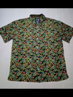 Dragon Ball Z Men's M Green Anime Dragon Toei Button Up Hawaiian Shirt